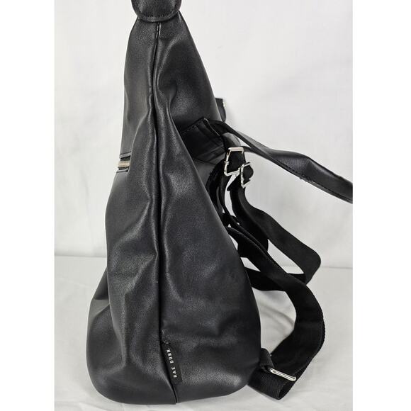 RAE DUNN WOMEN'S BLACK LEATHER BACKPACK W/ EARBUD CASE - STYLISH & FUNCTIONAL - Picture 12 of 16